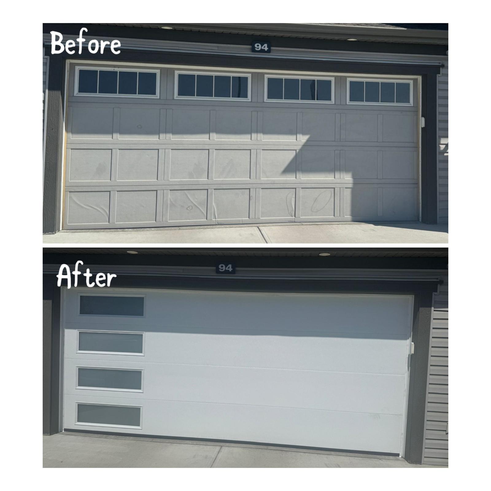 Garage door before and after