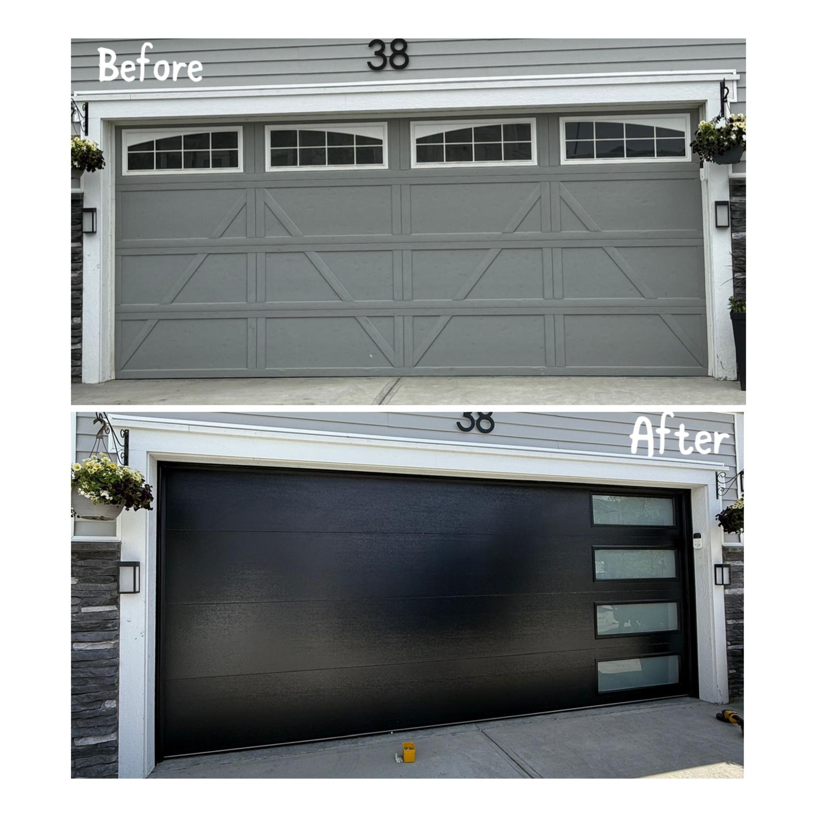 Before and after garage door