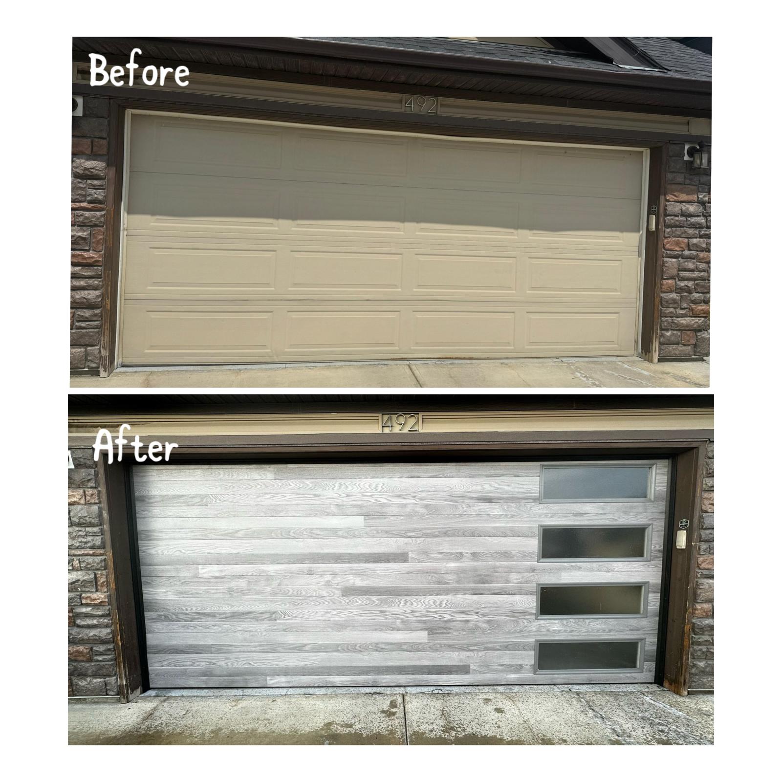 Before and after garage door